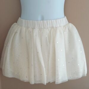Gymboree girls pull-on sparkly stars lace tutu skirt - off white silver - sz 4T